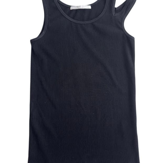 빈티지 비대칭 슬릿 슬리브리스