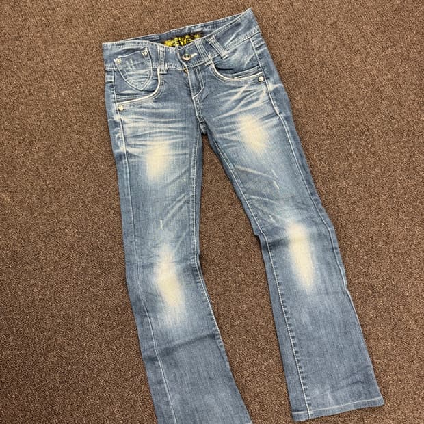 25)레드페퍼 빈티지 Y2K 포켓 큐빅 부츠컷 로우라이즈 데님팬츠