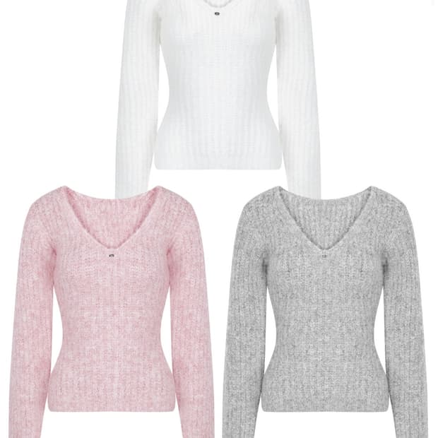 페일제이드 Alpaca Deep V-Neck Balloon Knit T