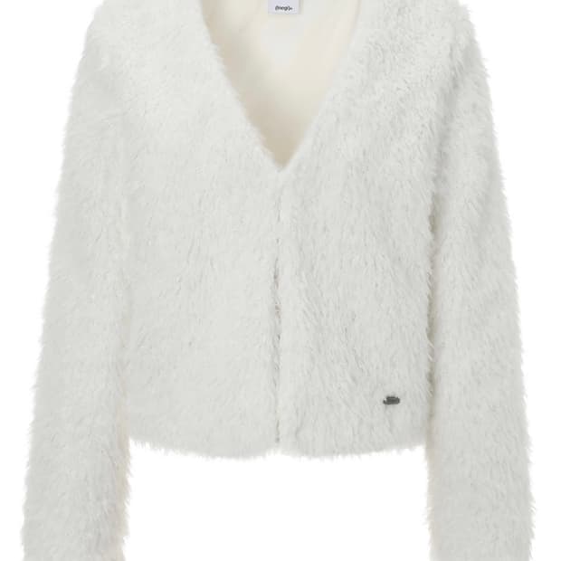 이네기 페더 퍼 가디건 화이트