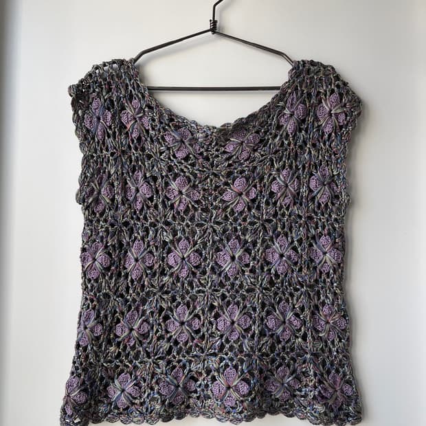 rainbow clover knit vest