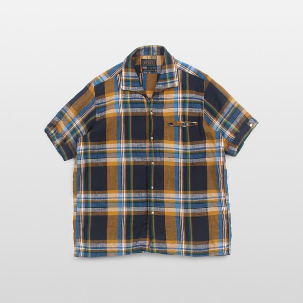 BEAMS PLUS Plaid Flax Italian Collar Shi