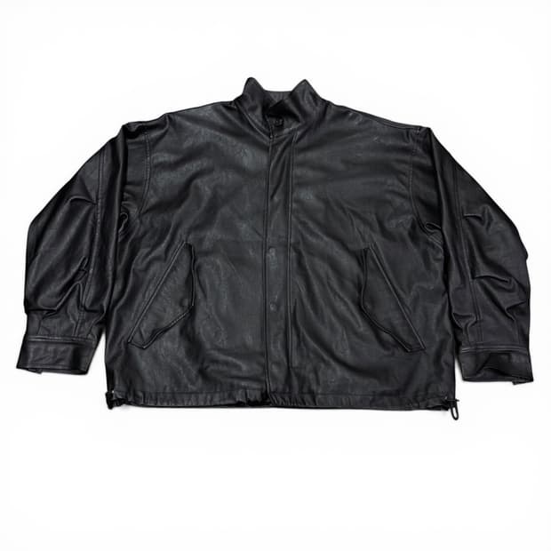 M 파르티멘토 블랙 비건 레더 필드 가죽자켓