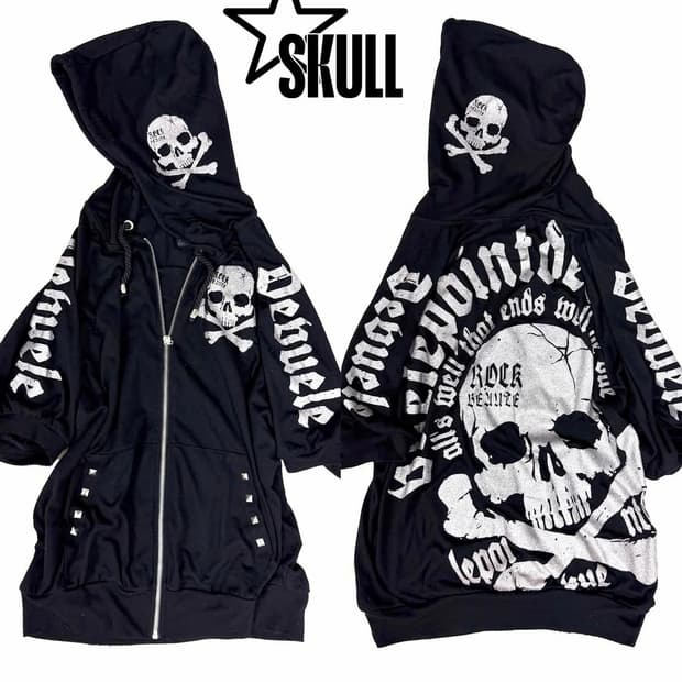 Japanese skull 반팔 후드