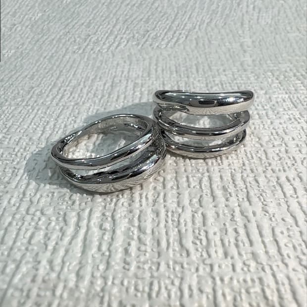 [2p set] wave duo line ring