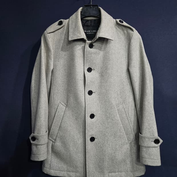 버버리 블랙라벨 아이보리 남성 슬림핏 95 반코트 자켓 