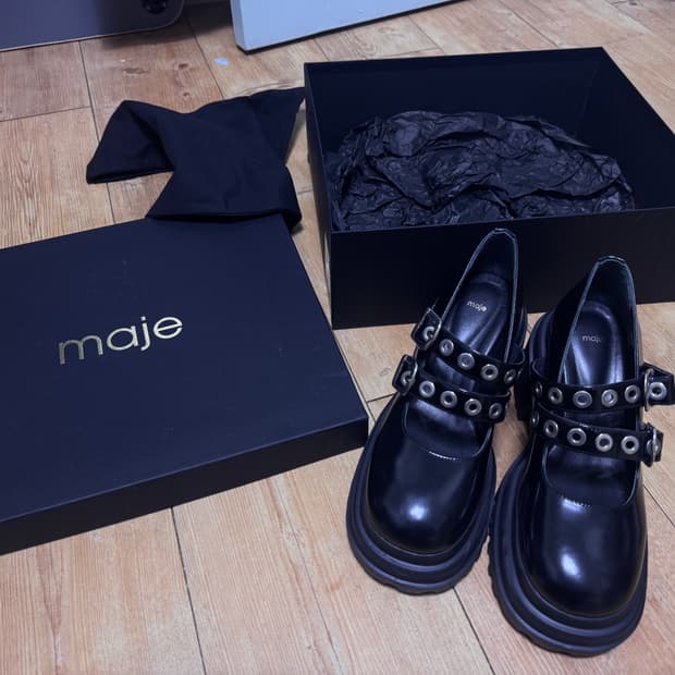 Maje 아일렛 더블 스트랩 플랫폼 메리제인🥿
