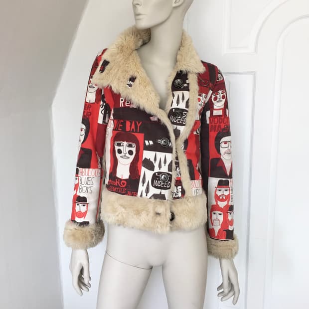 Spain Designer Iconic Pattern Fur Jacket