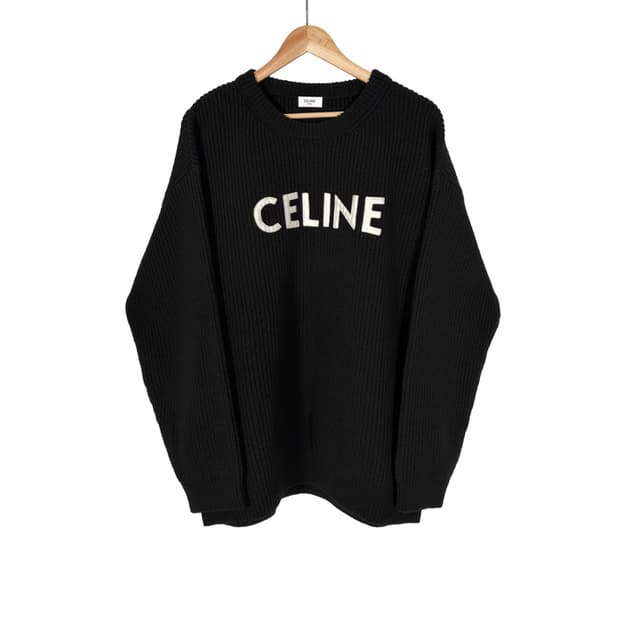 [S] Celine 셀린느 남성 로고 오버사이즈 울 니트 스웨터 블랙