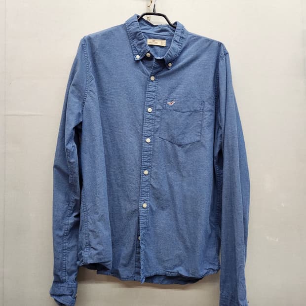 홀리스터 로고자수 원포켓 마이크로 스트라이프 데님셔츠 XL(XL)