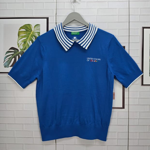 25SS 베네통 여성 반팔 칼라 니트 티셔츠 100(L)사이즈 새상품급