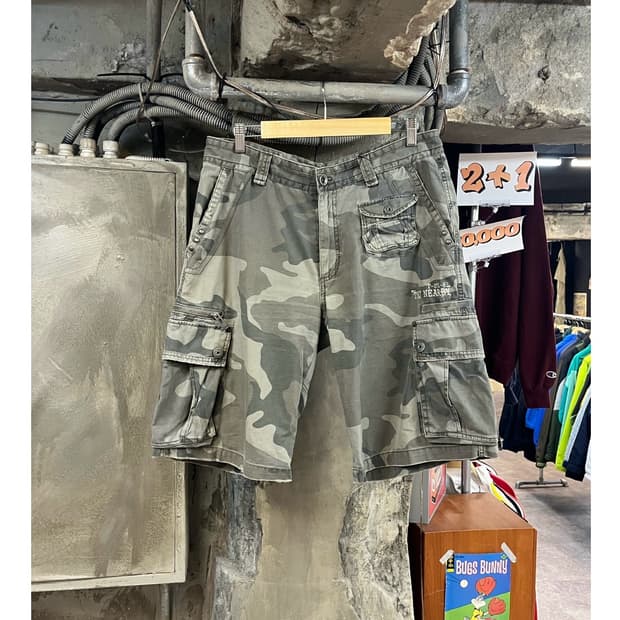 빈티지 카모 카고 하프 팬츠 34 #csz3493