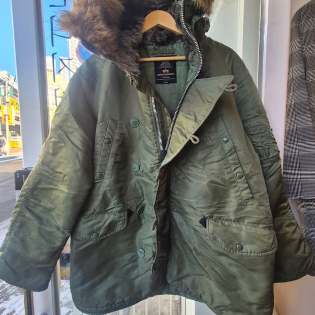 알파인더스트리 N-3B 파카 L 사이즈 카키색