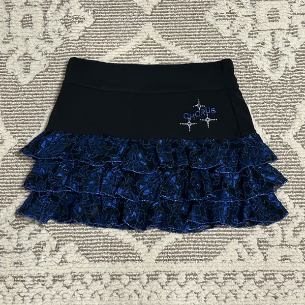 갸루깔 블루플로럴 캉캉 스커트 