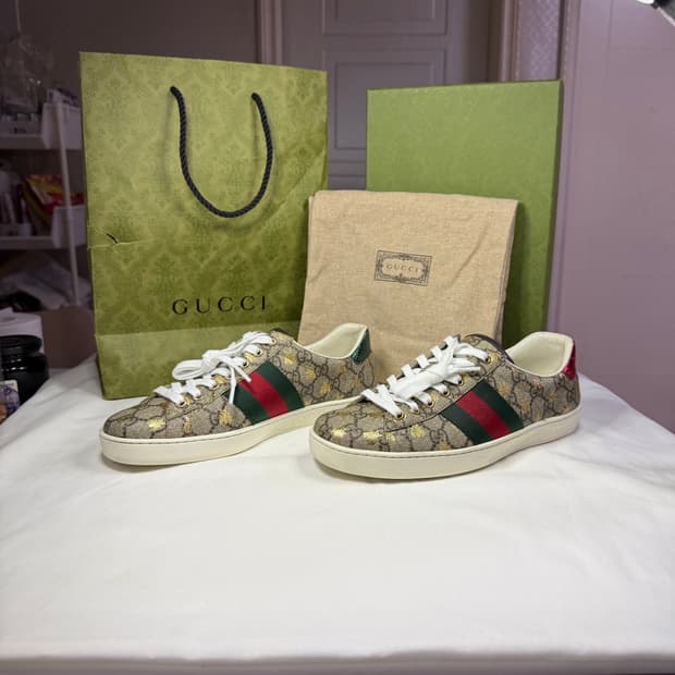 구찌 에이스 GG 슈프림 비 스니커즈 베이지 에보니