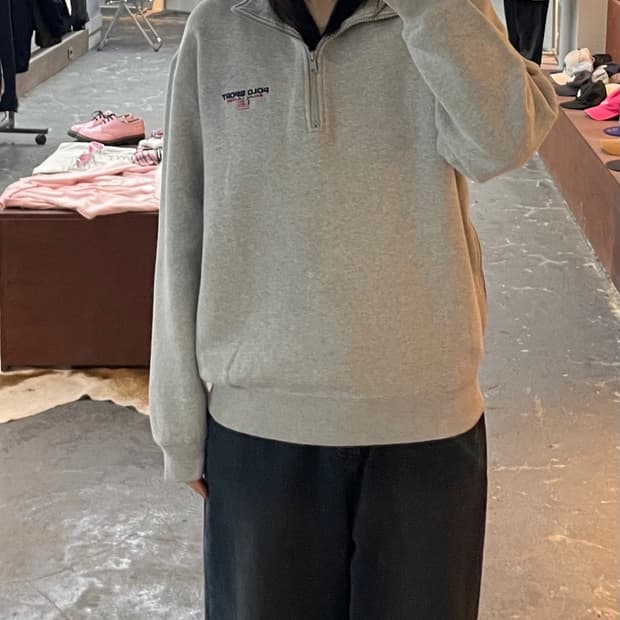 폴로스포츠 그레이 하프집업 스웻셔츠 H1858