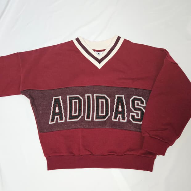 아디다스 오리지널 올드스쿨 블랙체리 브이넥 니트 빈티지 XS 아디브레이크