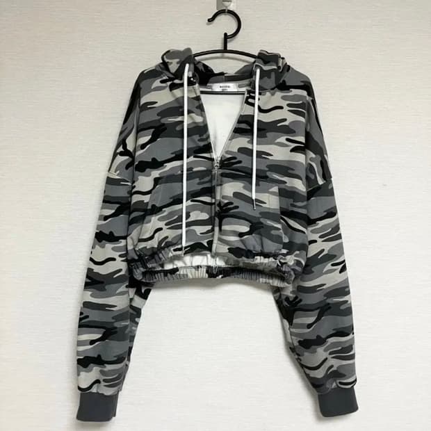 카모 크롭 후드집업 카모 투웨이집업 밀리터리 베메클