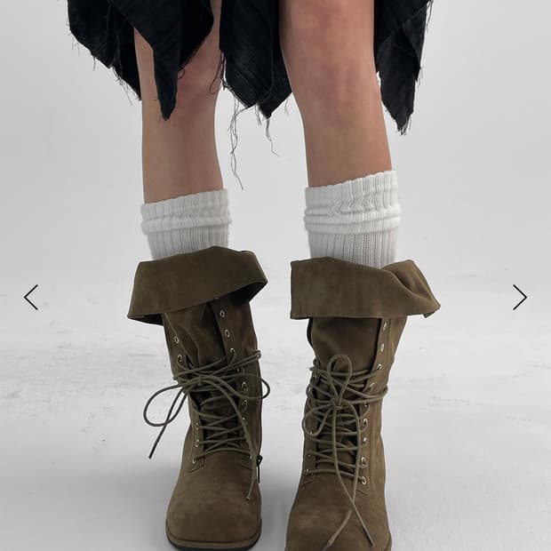 블랙업 롬빙 폴딩 스웨이드 레이스업 미들부츠 235 택포