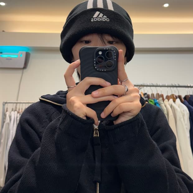 아디다스 삼선 로고 비니