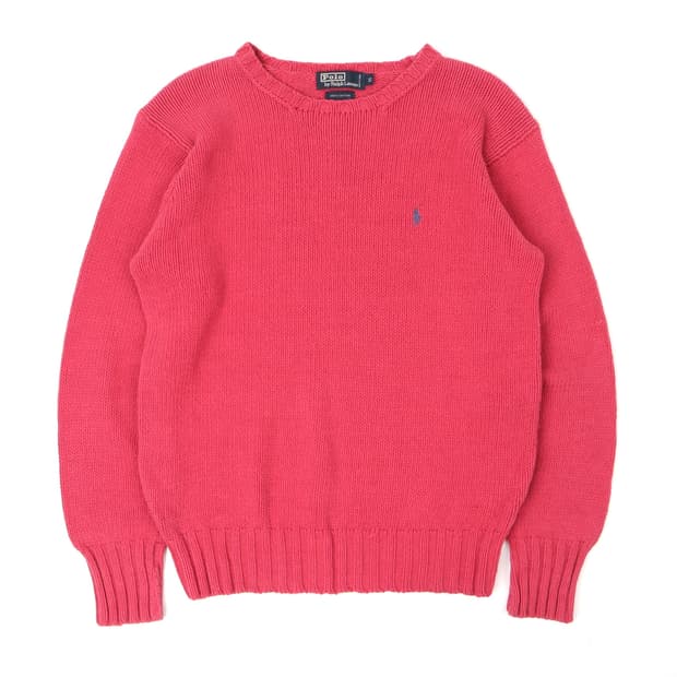 폴로 랄프로렌 다크 핑크 라운드 니트