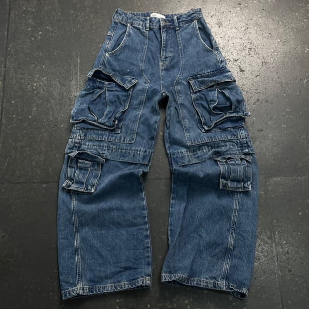 2 자라 유틸리티 카고 데님팬츠