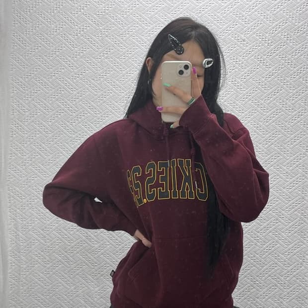 디키즈 올드스쿨 컨트리룩 버건디 후드티 M C07009