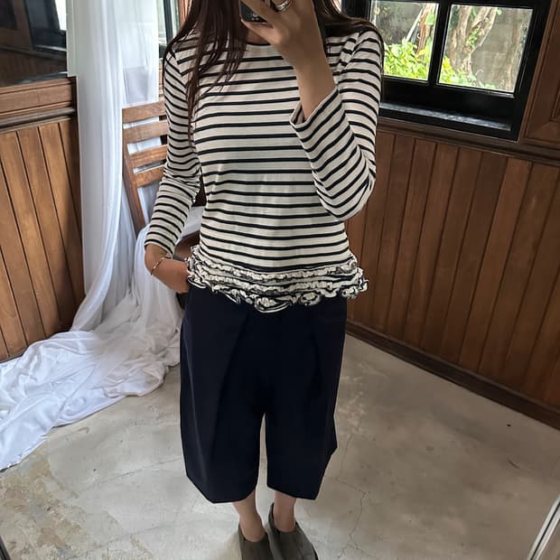 HYKE crop wide tapered pants