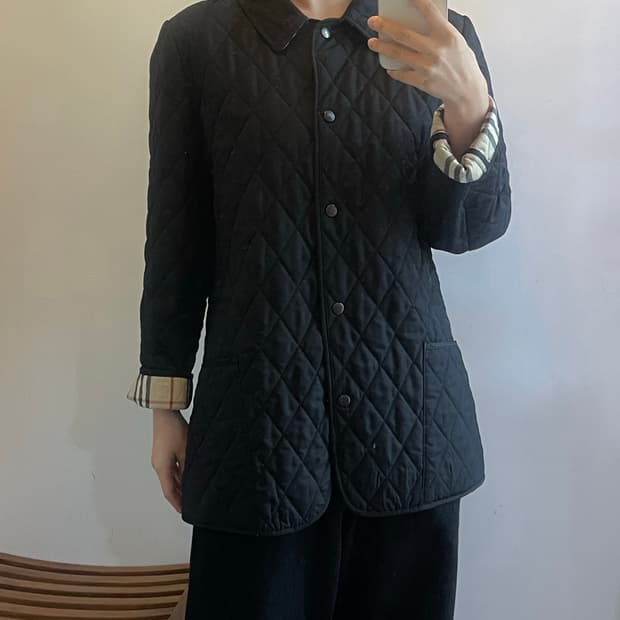 버버리 블랙 퀼팅 자켓