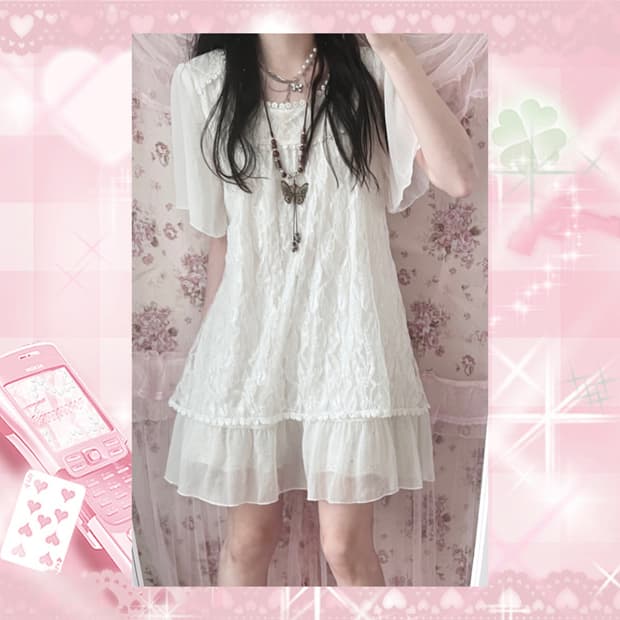 Vintage white lace one piece♡ 