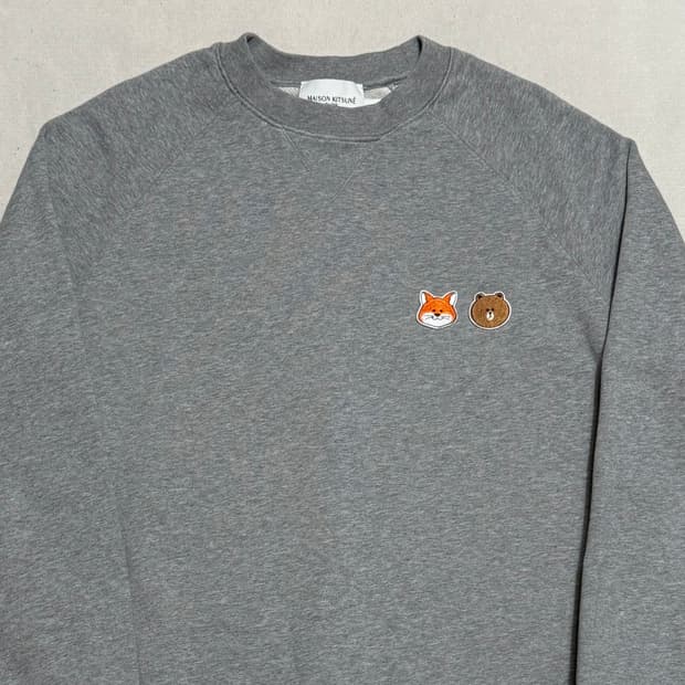 S 메종 키츠네 x 라인 프렌즈 스몰 패치 맨투맨