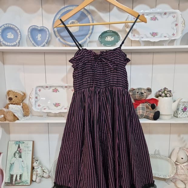 핑크 스트라이프  스트링 원피스