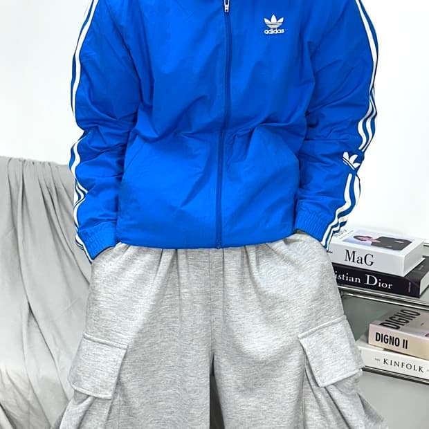 아디다스 블루 락업 트랙탑 바람막이 L