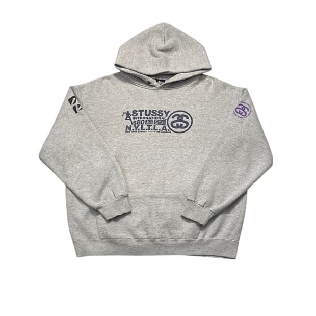 스투시 로고 그레이 후드티
