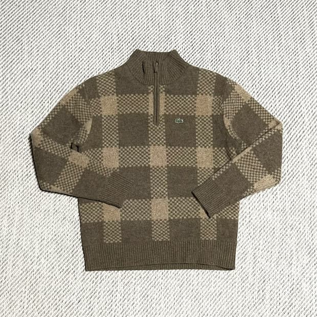 [S] Lacoste 라코스테 우먼즈 울 반집업 체크 니트