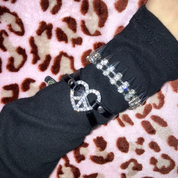 갸루 큐빅 실버 팔찌 초커 일괄 판매 펑크 고스 빈티지