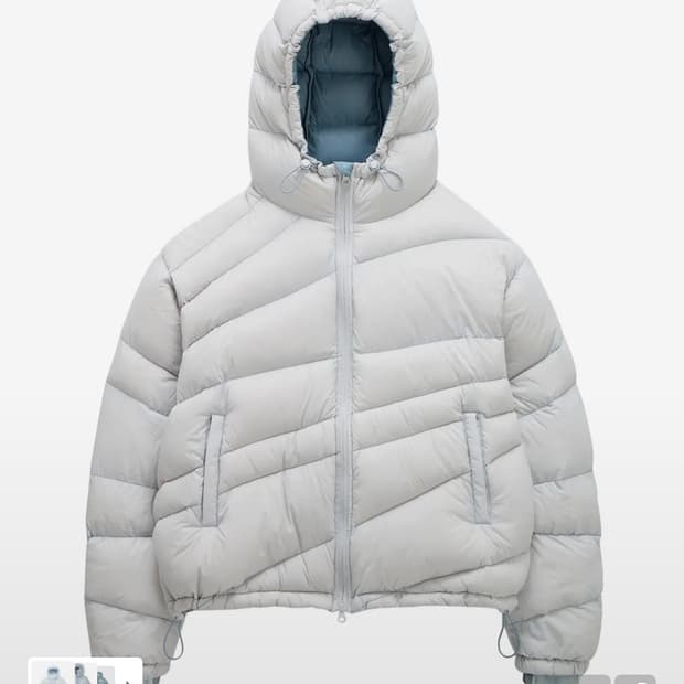 밈더워드로브 코인서울 패딩 다이애그널 라이닝 다운 점퍼 스카이 블루