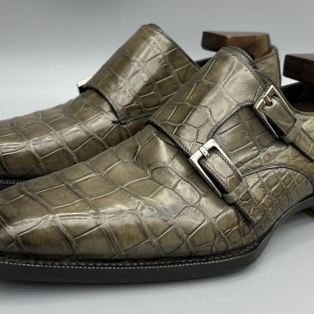 GUCCI 구찌 뭉크 슈트랩 슈즈(크로커다일 스킨-악어가죽)해외발송