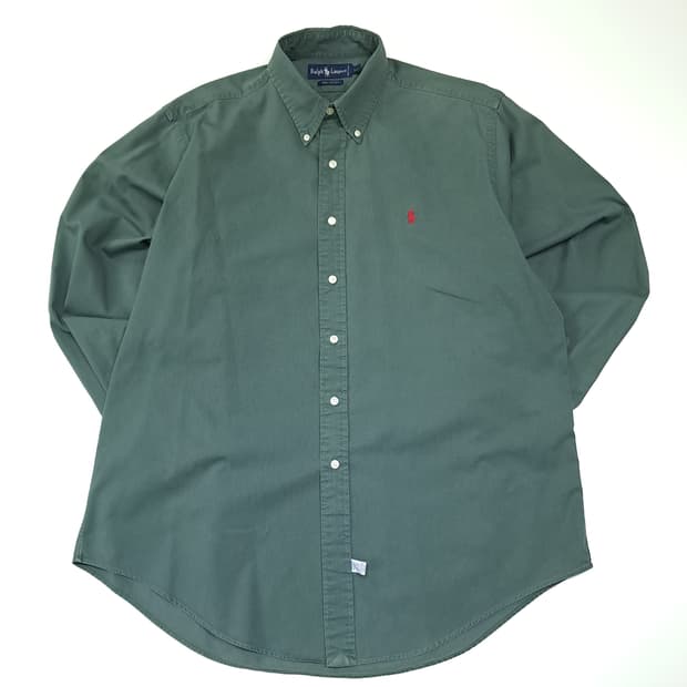 CL683 XL 폴로 90s 코튼 레드포니 세이지그린 셔츠 남방