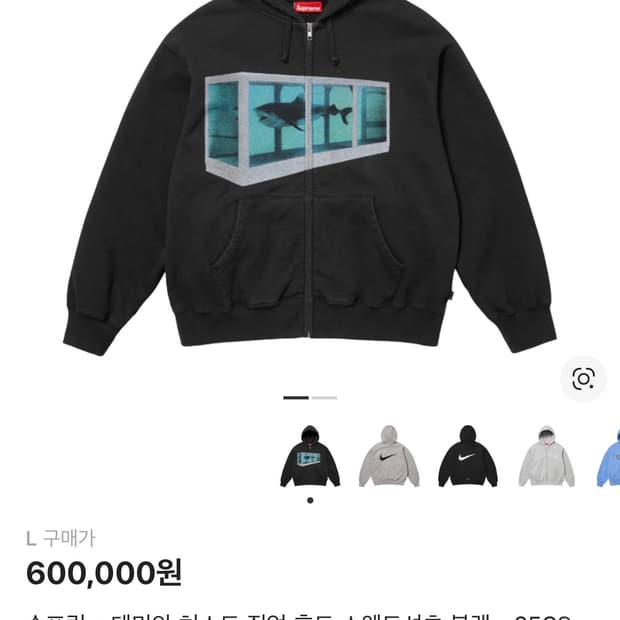 슈프림 데미안허스트 후드집업 블랙 L