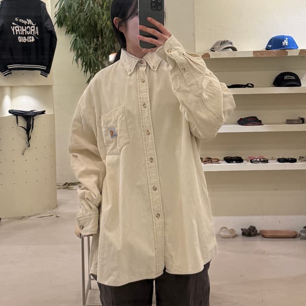 칼하트 코듀로이 원포켓 워크 셔츠 U339