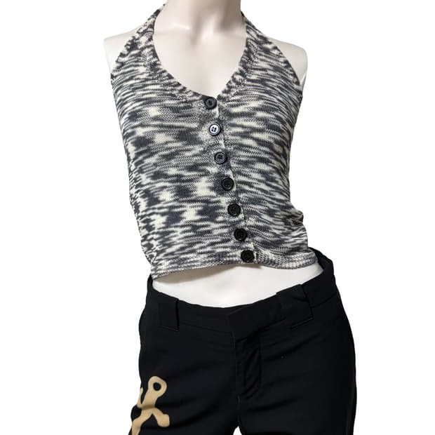 핸드메이드 vtg 니트 홀터넥 탑