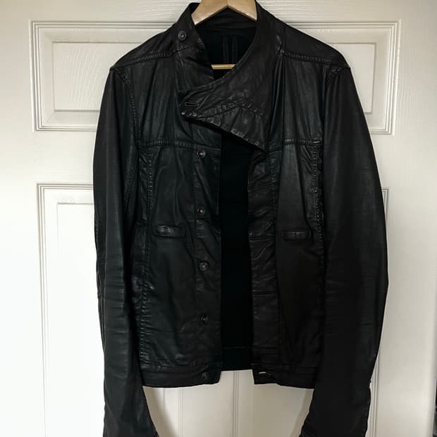 [S] 릭오웬스 13fw 왁스 코팅 슬레이브 몰리노 데님 자켓