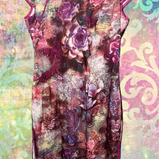 빈티지 플라워 패턴 동양풍 차이나 중티 치파오