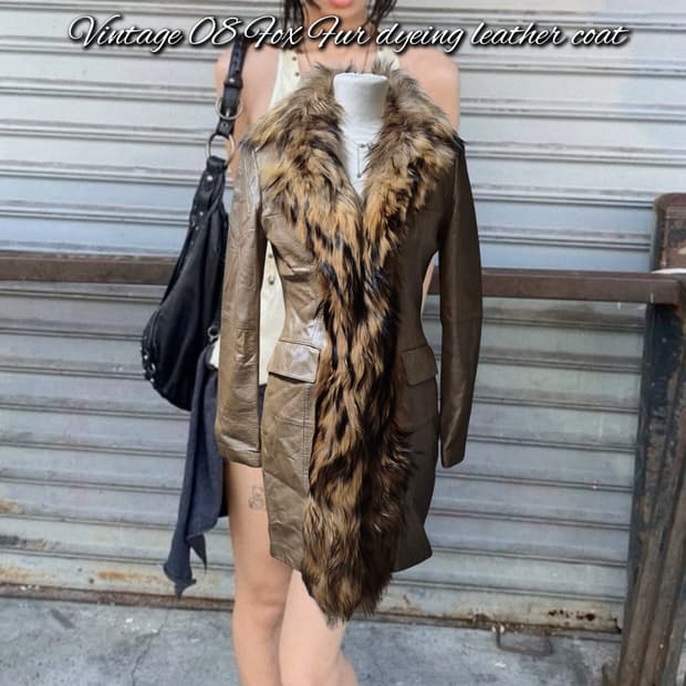 Vintage 08 Fox Fur dyeing leather coat