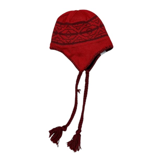 컬럼비아 빈티지 니트 이어플랩 비니 모자 레드
