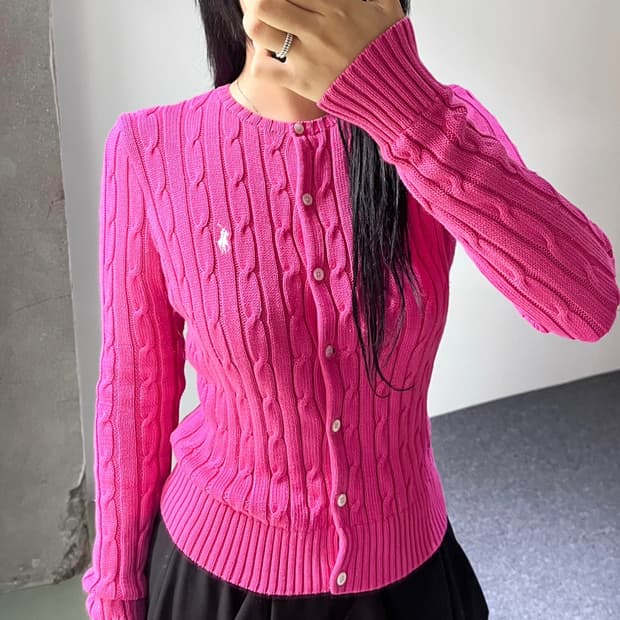 폴로 랄프 로렌 베이직 포니 케이블 가디건