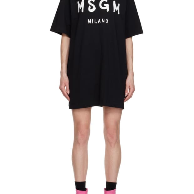 MSGM 블랙 크루넥 미니 원피스
