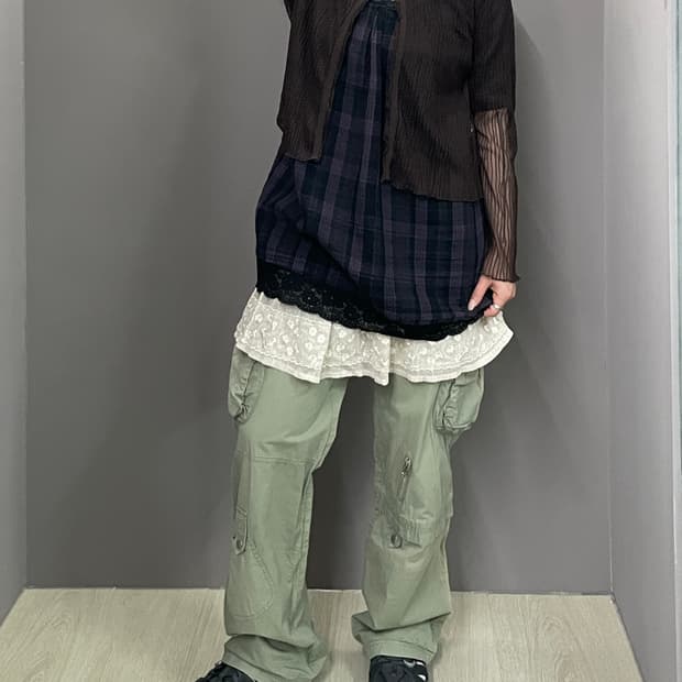 C001 JPN 브라운 시스루 가디건