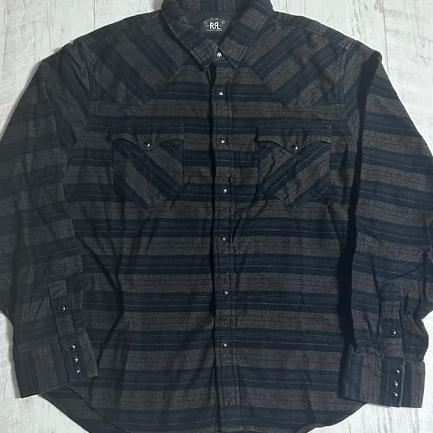 RRL 플래드 트윌 웨스턴 체크 셔츠 XXL